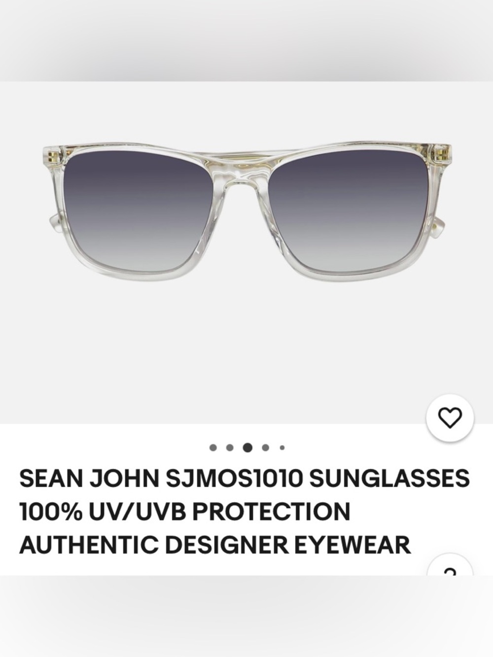 Sean John Clear Frame Sunglasses with Gradient Gray Lenses